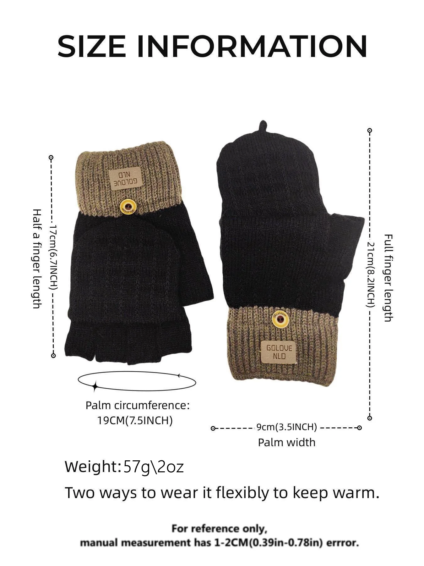 Popular New Unisex Flip‑Cover Fingerless   Autumn Winter Windproof Warm Knitted Gloves for Men Women Outdoor Use