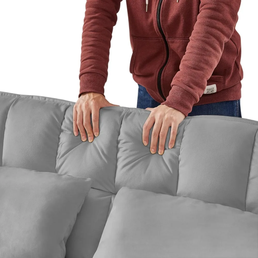 أريكة سرير قابلة للتحويل 53 مع مسند ظهر قابل للتعديل، كرسي، وسائد، تخزين جانبي - أثاث غرفة المعيشة الوظيفية الأنيقة #5