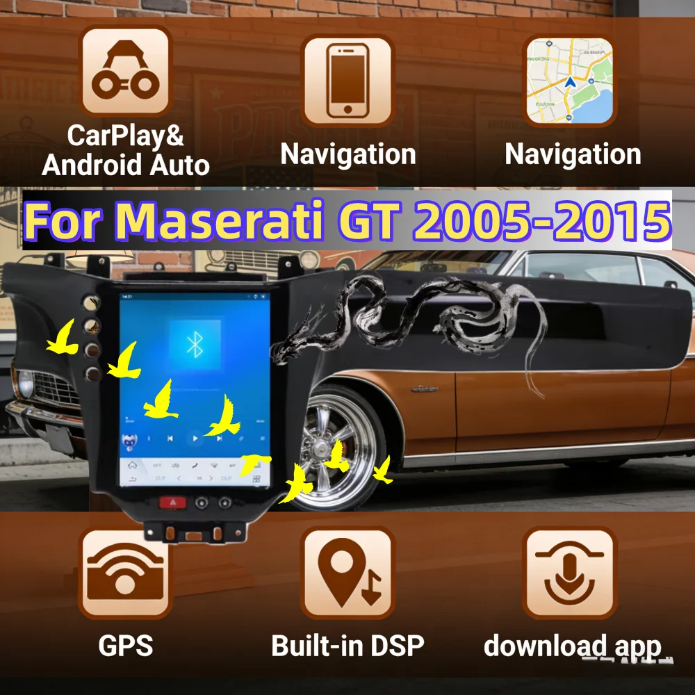 Touch Screen CarPlay Car Radio For Maserati GT 2005 2006-2015 Android13 Multimedia Player GPS Navigation Player Stereo Head Unit