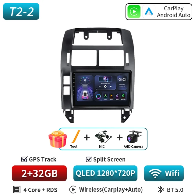 Voor Volkswagen Polo Mk4 2001-2011 Android Autoradio Multimedia Speler Carplay Auto Stereo GPS Navi 2din DSP Head Unit 5G DVD - afbeelding 1