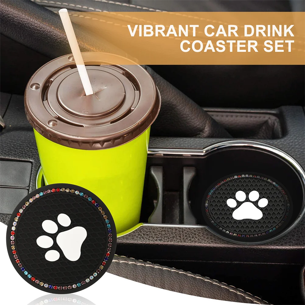 

Bling Cat Paw Car Coasters for Women Durable PVC Material Non-Slip Water Resistant Stylish and Practical Car Coasters