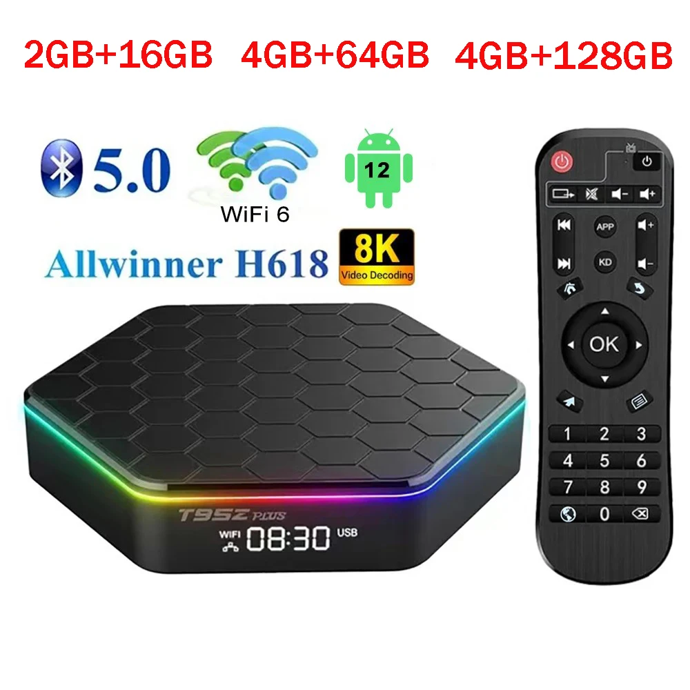 Android 12 T95Z Plus Smart TV Box 4G 5G WIFI6 BT5.0 3D 16G 64G 128G HDR10 8K 4K 60FPS HD DECODING Set-Top Box Lettore multimediale iptv