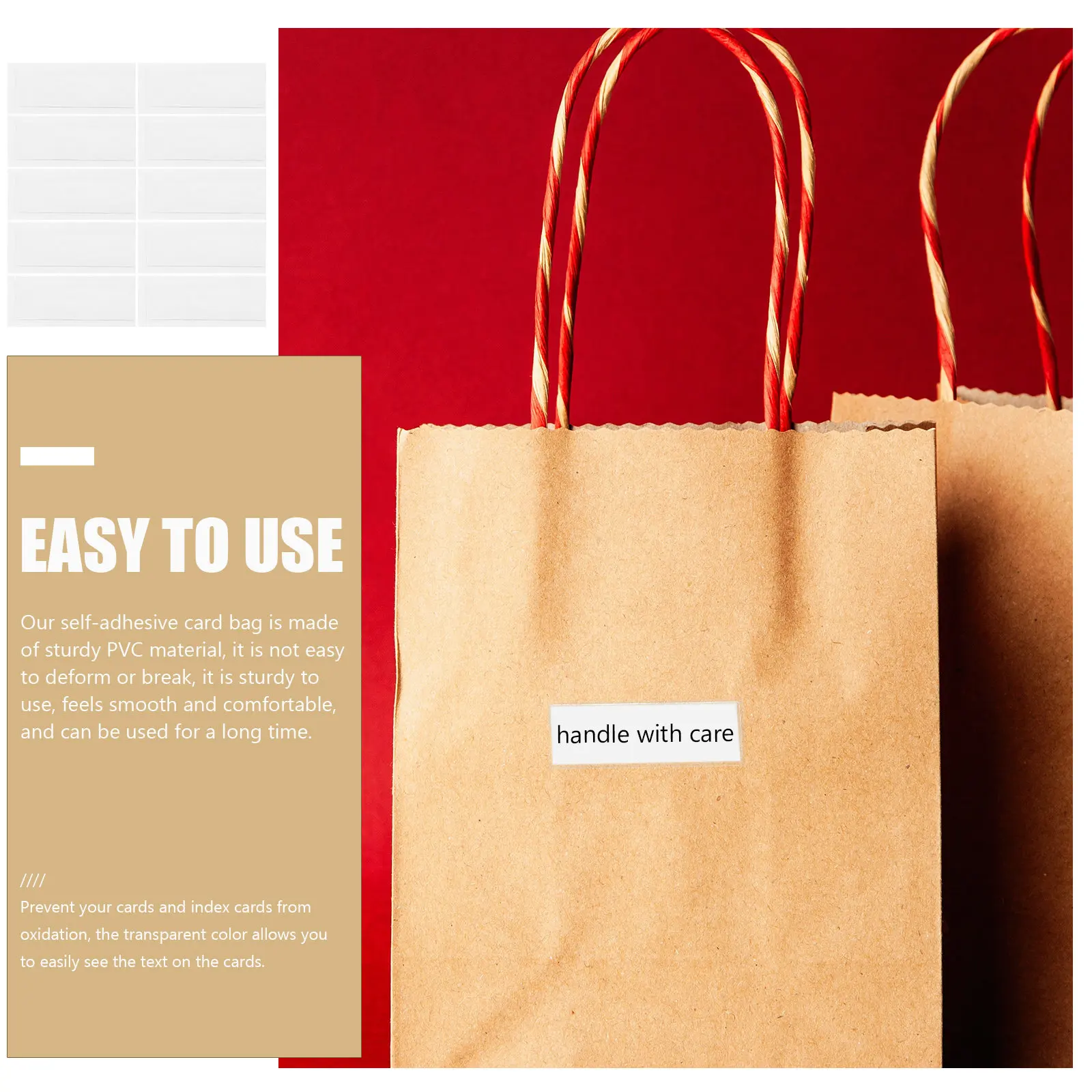 30Pcs Easy Peel Self-Stick Card Pockets for Business Index Credit Cards Transparent Protective Sleeves Stick on Whiteboard