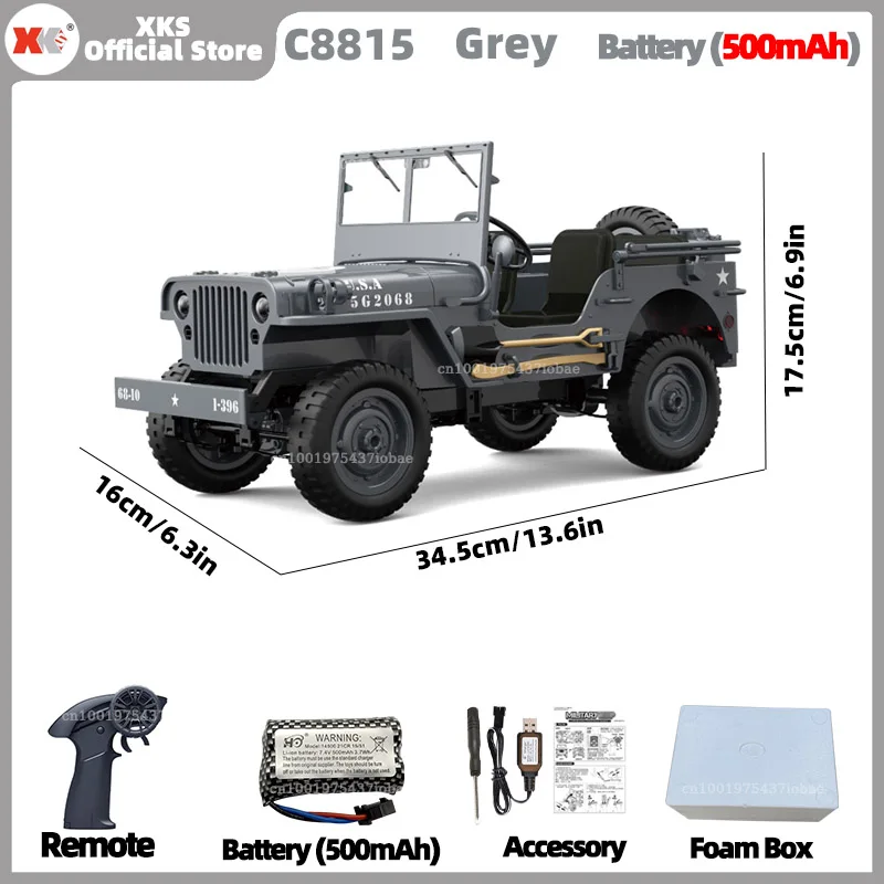 XKS JJRC C8815 1:10 Willys 1941MB schaal RC auto 2.4G 4WD afstandsbediening militair terreinwagen voor kinderen en volwassenen