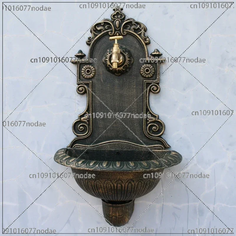 Antique Gold Cast Iron Wall Mounted Hand Sink, Farmhouse Wash Basin for Home & Garden Decor, Heavy Metal Handmade Wash Stand