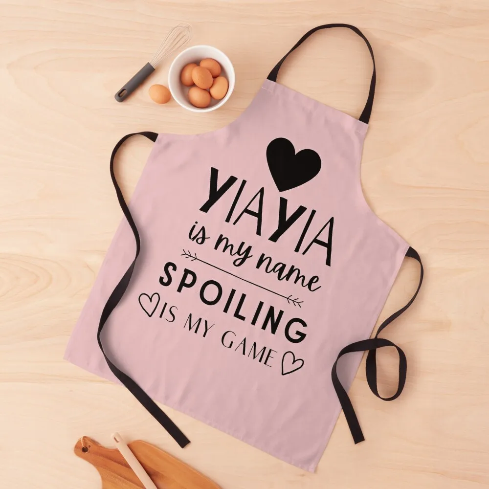 Yiayia Is My Name Spoiling Is My Game Funny Greek Grandmother Gift Apron waterproof for women For Man Chef Accessory Apron