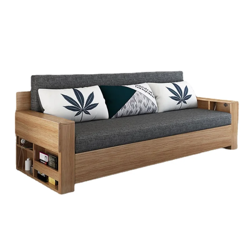 

LMM Sofa Bed Dual-Use Solid Wood Foldable Sitting and Lying Simple Push-Pull Storage