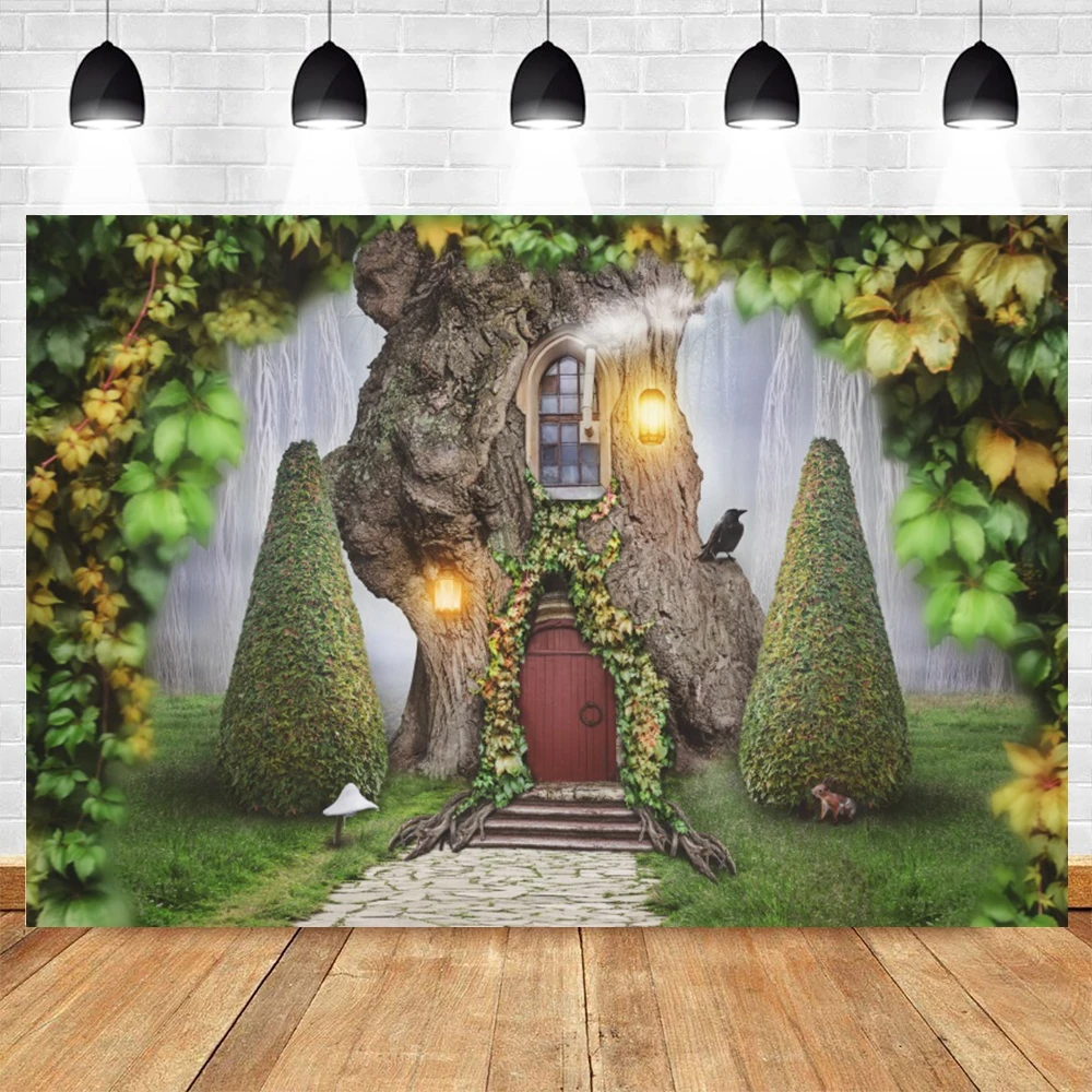 Tropical Jungle Backdrop Rain Forest Palms Tree Green Mushroom Castle Photography Scenery Birthday Background For Photo Studio