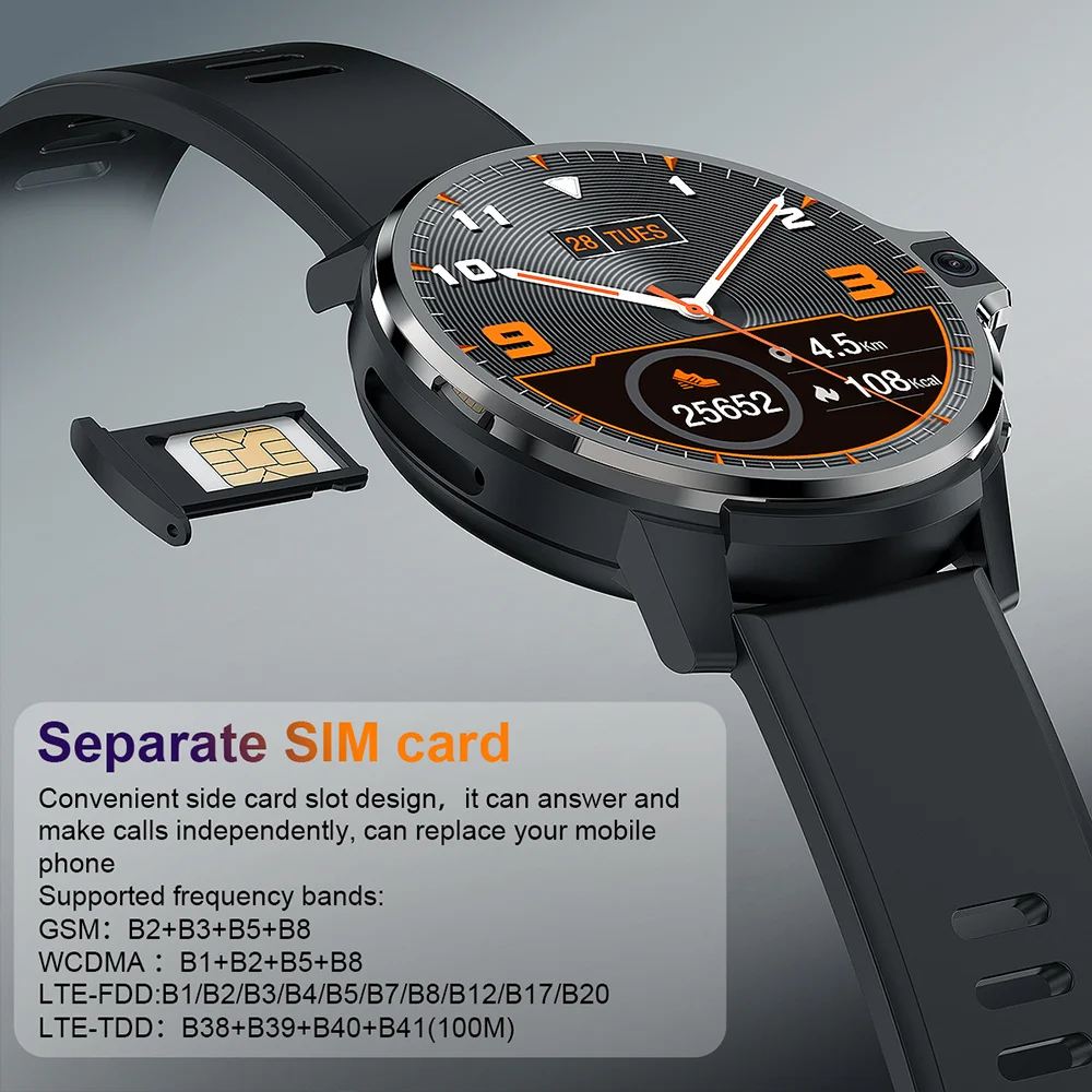 สมาร์ทวอท์ช4G Android 9.1ระบบ Dual 4G 128GB LTE 4G GPS 1050 MAh Man Smartwatch 2023กล้องคู่สำหรับแท้ผู้ชายขาย