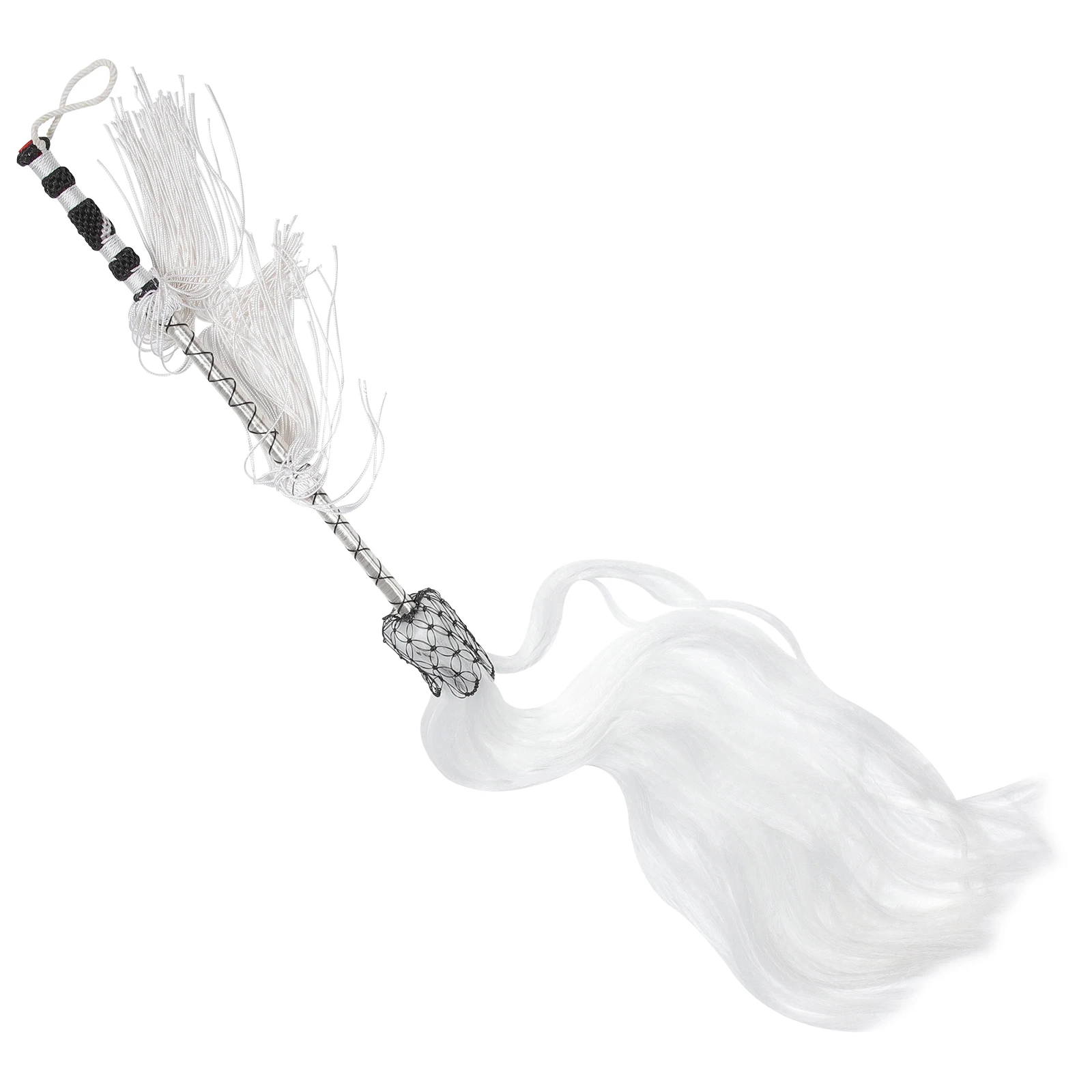

1pcs Horsetail Wooden Handle Martial Supplies Lightweight Portable Decorative Tassel Handheld Taoism Whisk WhiteRod
