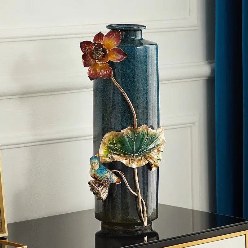 

Enamel ceramic vase high-grade light luxury living room entrance decoration ornament