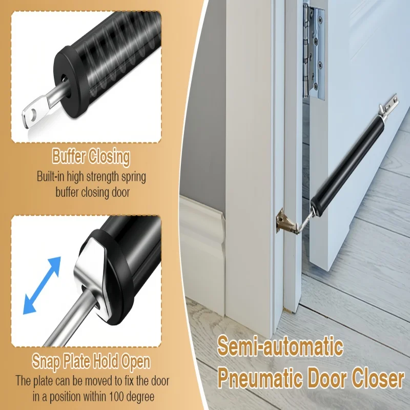2 Set Heavy Duty Pneumatic Closer,Soft Closing Automatic Door Closer Adjustable Speed Positioning Door Stop,Door Holder Hardware