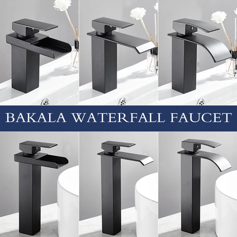 BAKALA Wholesale And Retail Deck Mount Waterfall Bathroom Basin Faucet Vanity Vessel Sinks Mixer Tap Cold And Hot Water Tap