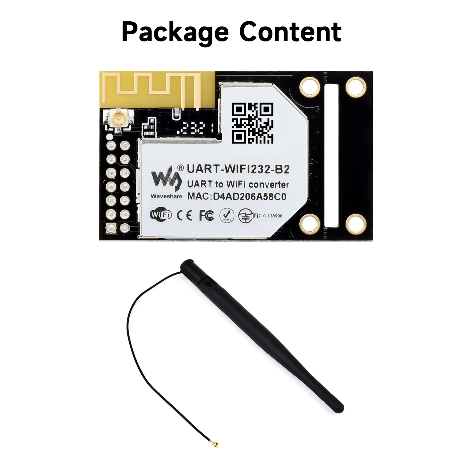 

Waveshare UART To WiFi And Ethernet Module, Embedded UART Serial Server, Industrial WiFi Module, Integrated 802.11b/g/n Module