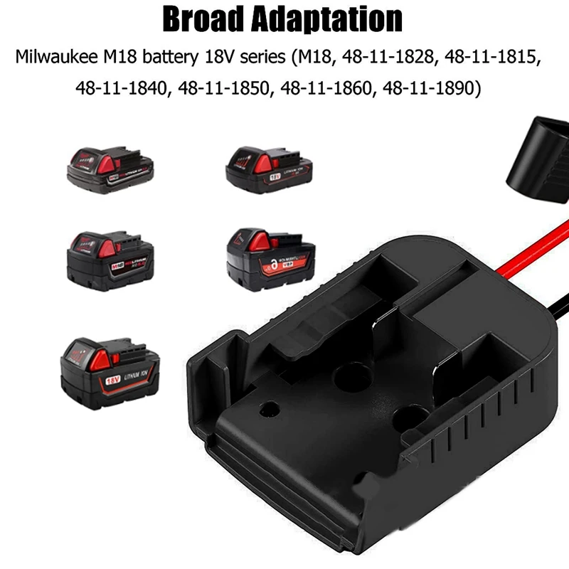 12AWG Power Wheels Adapter For Milwaukee 18V Team Lithium Battery Power Connector DIY W/Switch Durable Easy To Use