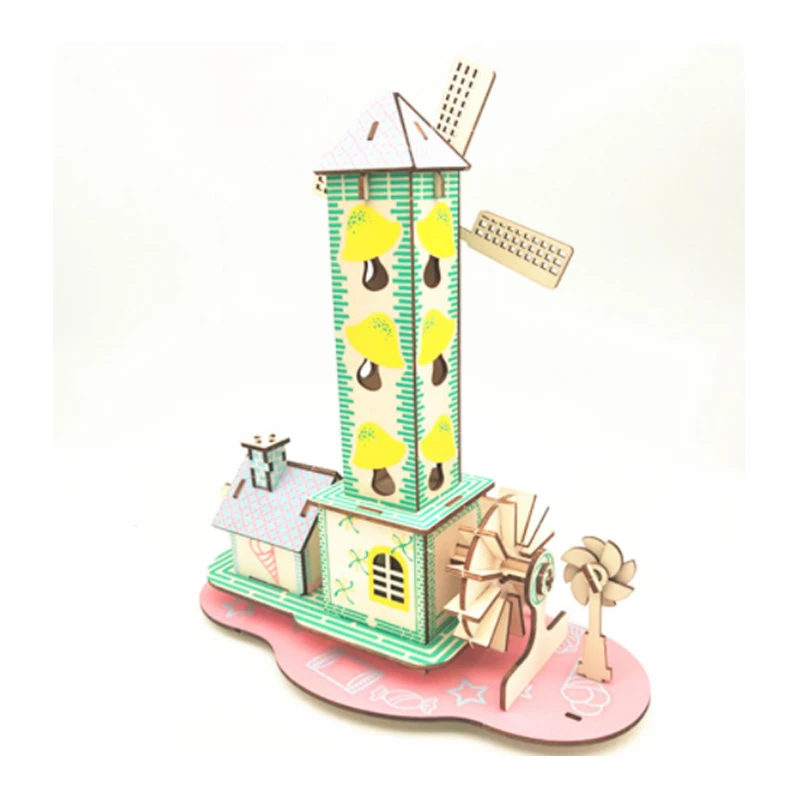 Diy Puzzle Drewniany Model Zabawki 3d Puzzle - Kids Heart Cottage Cartoon Drewniany Zestaw Puzzle Building Block Montaż Zabawka Dla Dzieci Prezent p25