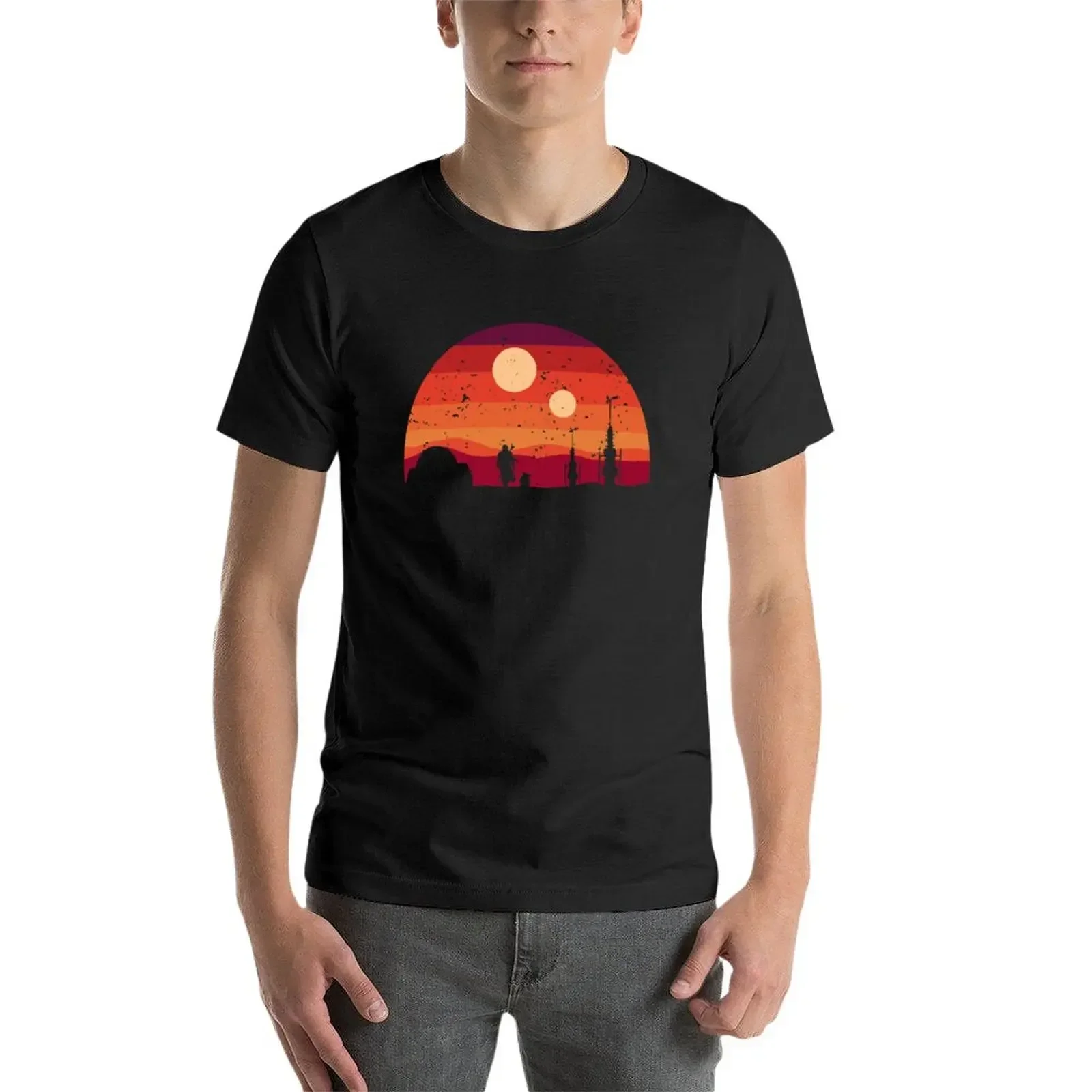 TATOOINE-Camiseta RETRO CLAN TWO para hombre, camisa de gran tamaño con gráfico de rapero, camisetas lisas ajustadas