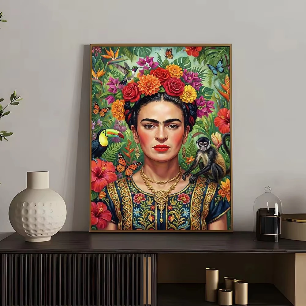 5D DIY Diamant-Malerei-Set Frida Kahlo Selbstporträt Surrealistische Kunst Vollflächiger Strass-Mosaik Wanddekoration Geschenk Rahmenlos