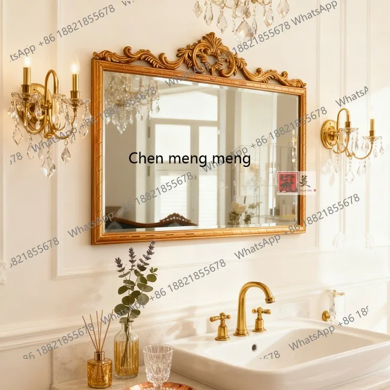 A17 French washstand mirror American toilet wall hanging bathroom mirror retro fireplace decorative mirror
