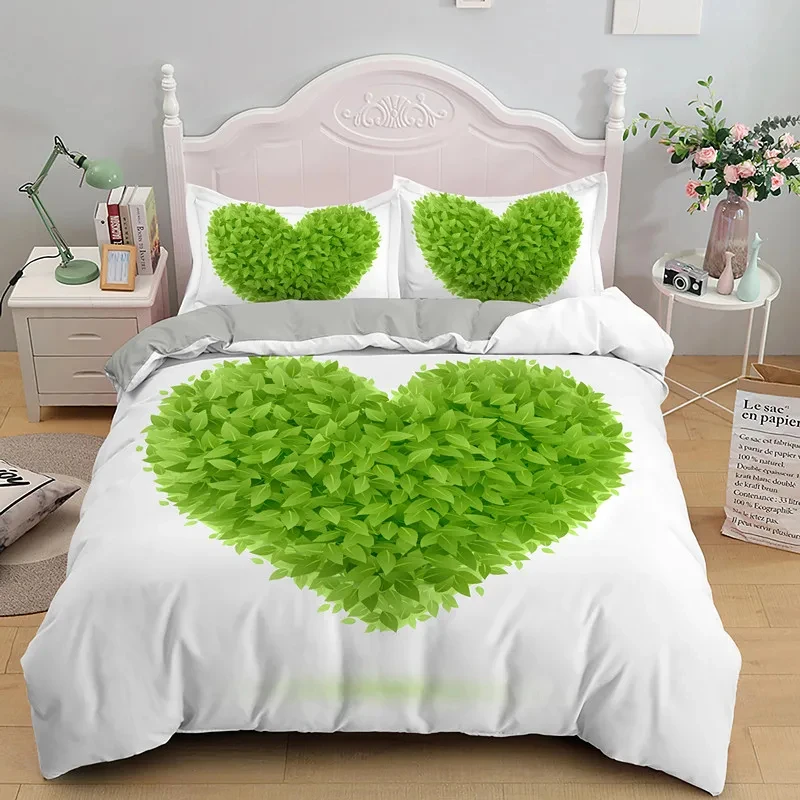 3D Love Heart Duvet Cover Microfiber Luxury Romantic Theme Bedding Set King Queen For Couple Valentine's Day Gifts Bedroom Decor