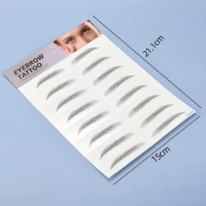 Autocollant de tatouage de sourcils, look naturel, similaire à des cheveux, imperméable, longue durée, facile à porter, adhésif, faux sourcils, 1 pièce, 2 pièces