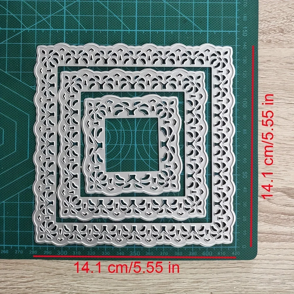 Koronkowe kwadratowa ramka metalowe matryce do cięcia Album na zdjęcia Diy do scrapbookingu dekoracyjne wytłaczanie ręcznie robione kartki szablonów
