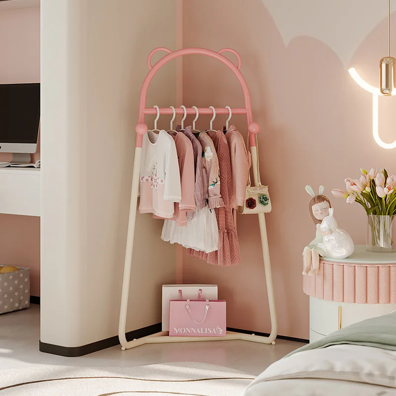 Dopamine Corner Coat Rack Kids Floor Standing Clothes Organizer Space-Saving Bedroom Storage Metal