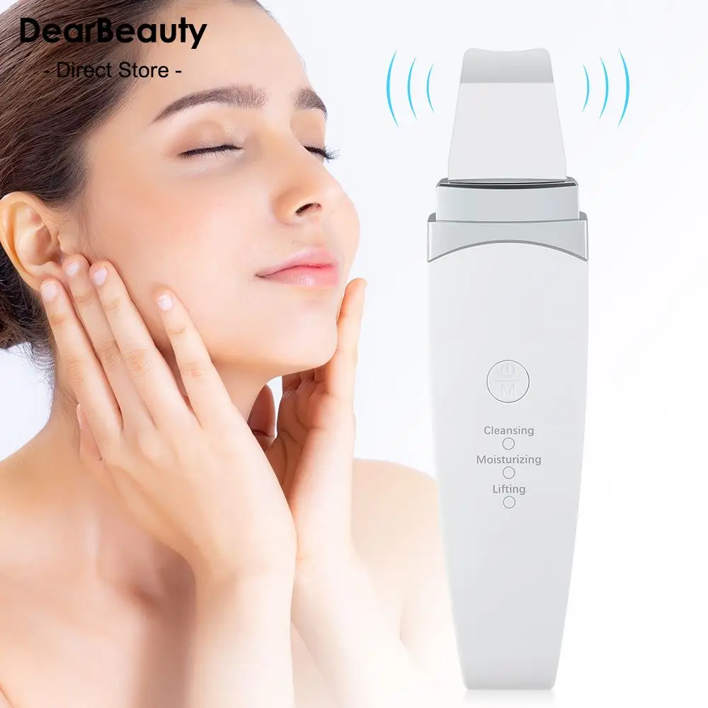 Ultrasonic Skin Scrubber EMS Peeling Shovel Facial Spatula Pore Cleaner Blackhead Remover Deep Cleaning Face Lift Machine