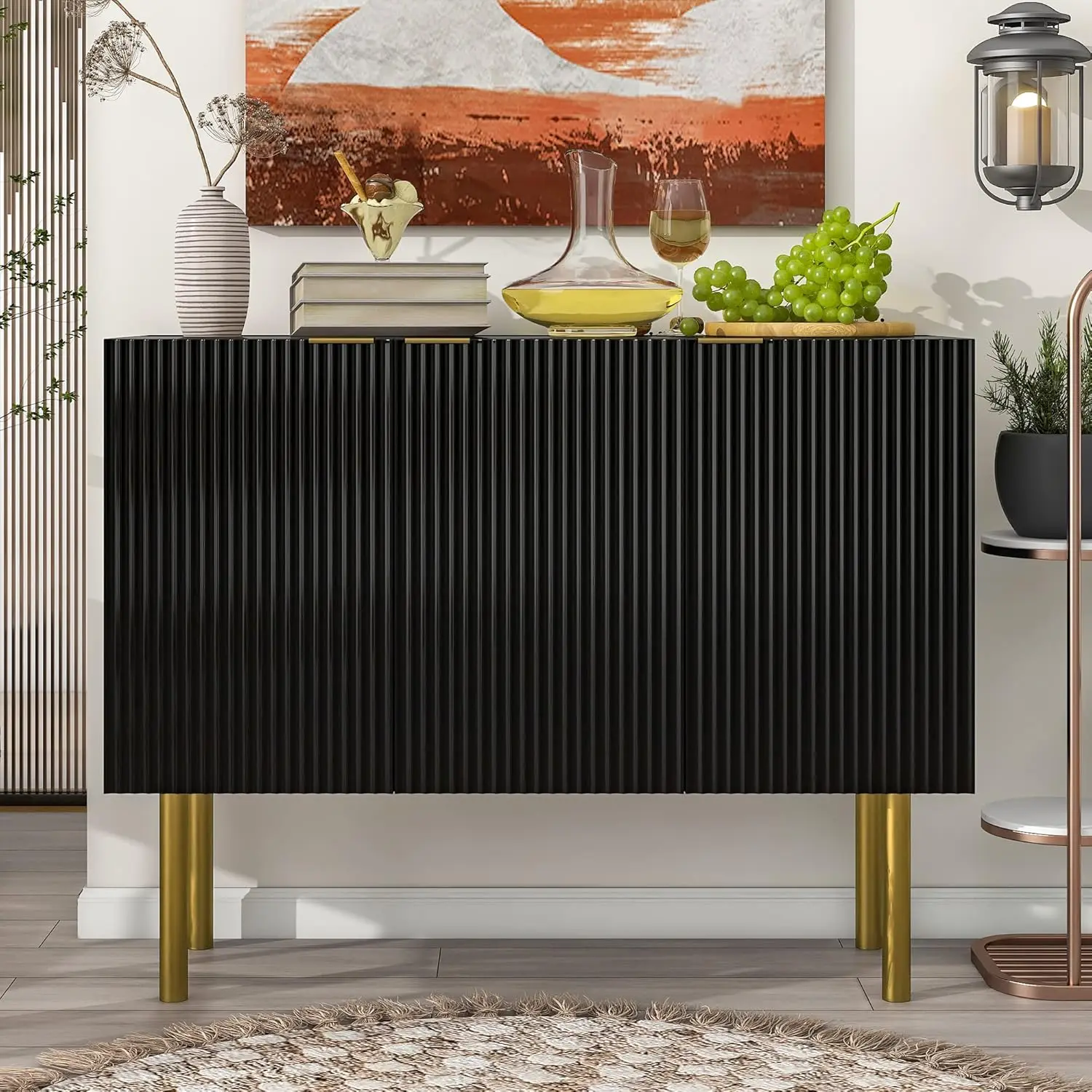 

Merax Modern Wood Buffet Sideboard With Storage/Console Bar Coffee Cabinet With Metal Legs For Livingroom, Dinning Room,Kitchen