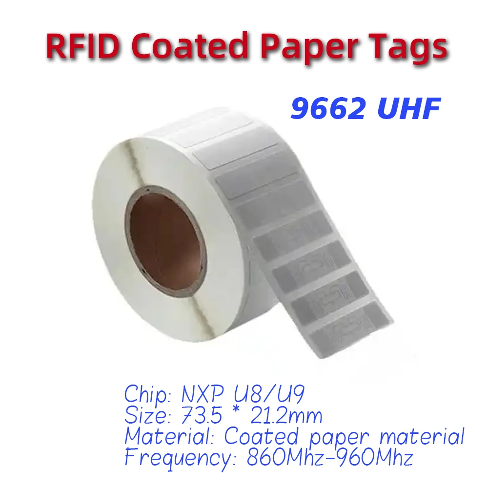100/200Pc RFID Coated Paper Tags RFID UHF Tags Sticker 860-960MHz Long Range U8/U9 Lable Adhesive for Sports Timing Race Vehicle