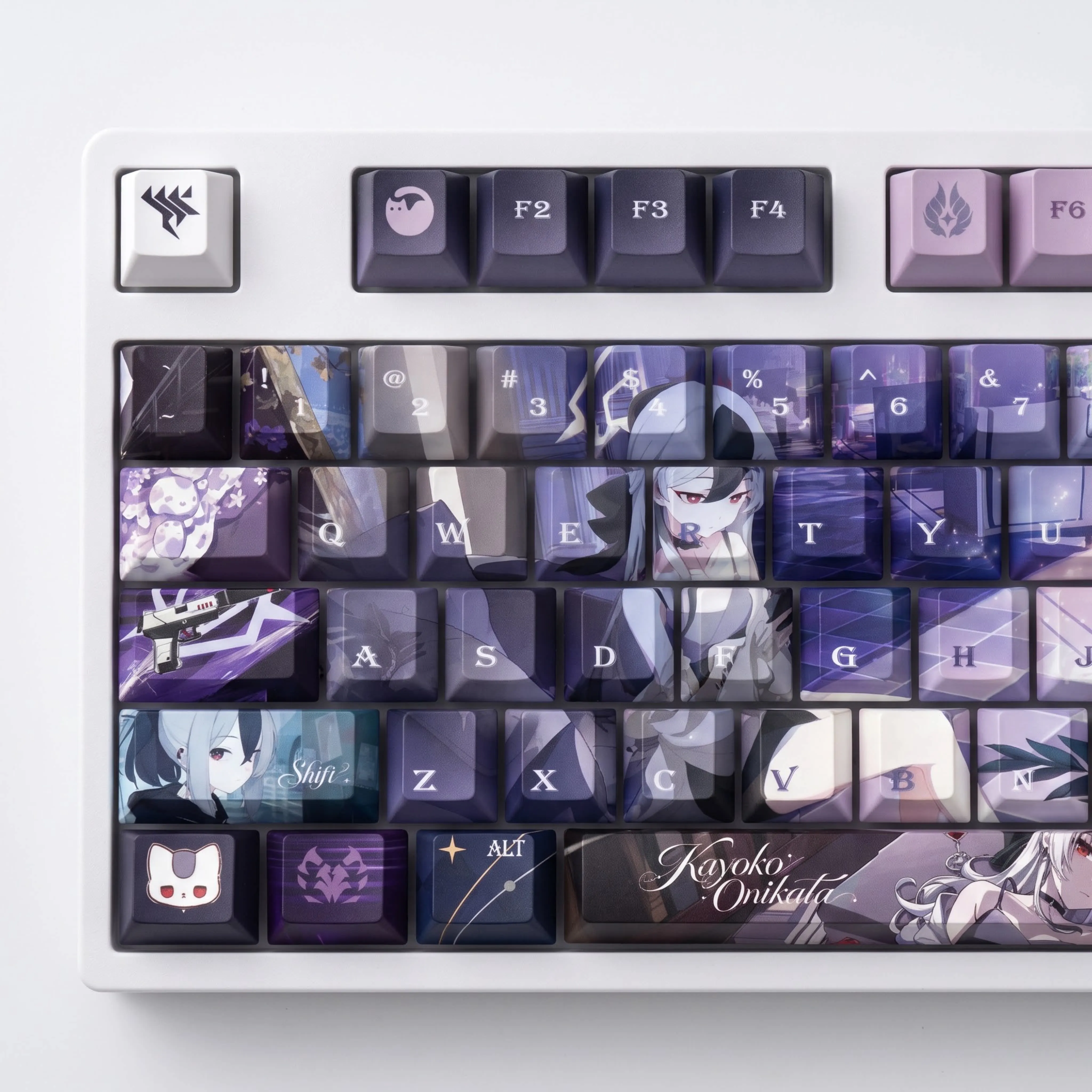 122 Keys Kayoko Onikata カヨコ Keycaps Blue Archive Keycaps PBT DYE-Sub Cherry Profile Key Cap for ANSI Made68 Mad68 Wooting 60HE