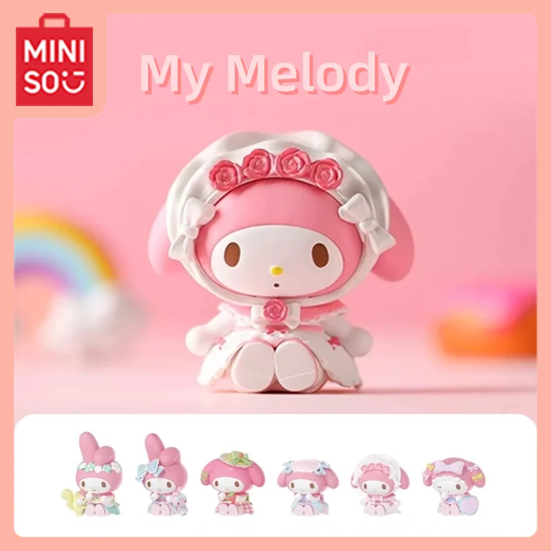 

MINISO Kawaii Sanrio аниме мультфильм My Melody Misen чаепитие слепая коробка аксессуар милый настольный школьник праздничные подарки