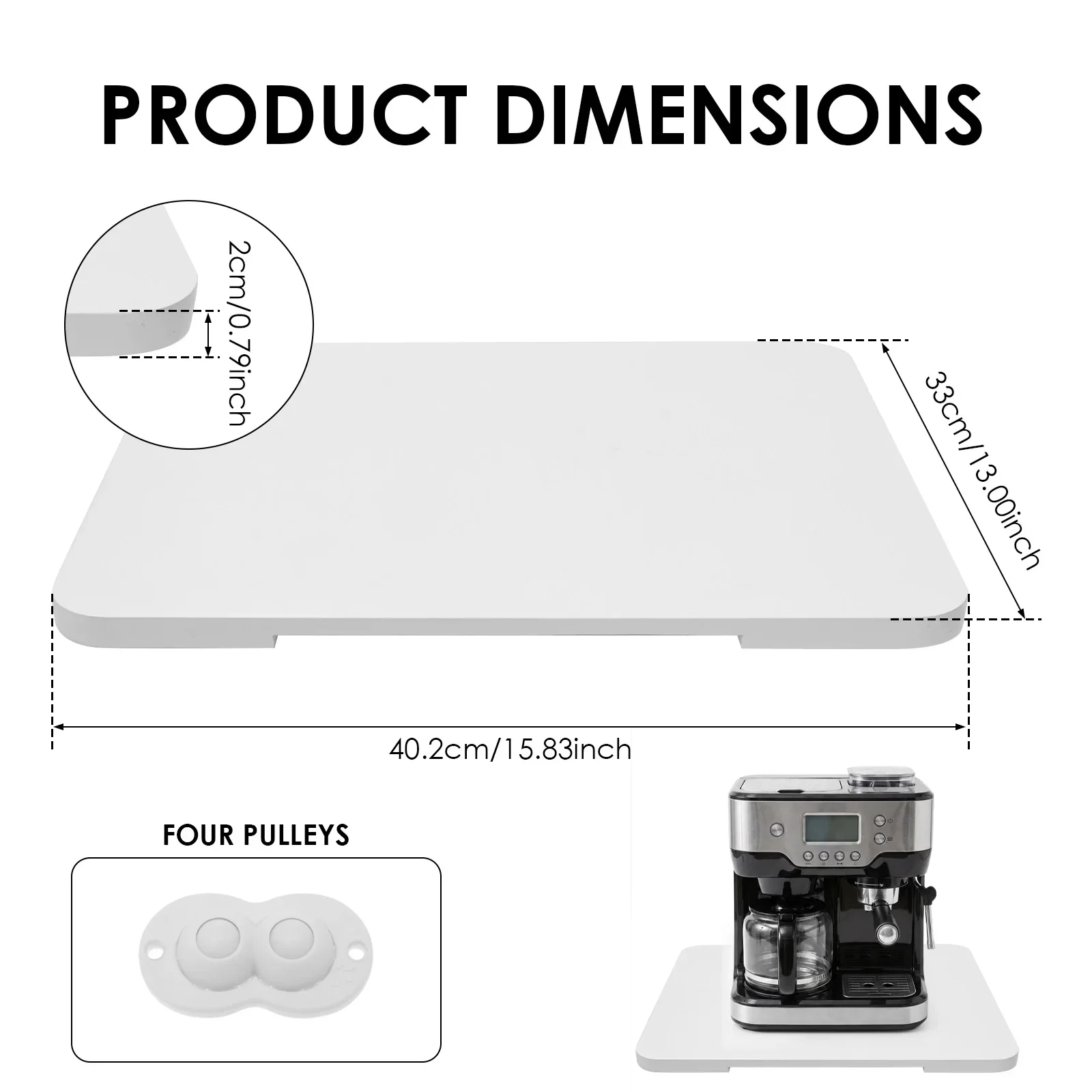 Kitchen Appliance Sliding Tray Bamboo Countertop Storage Moving Slider with Wheel for Coffee Maker Toaster Blender Sliding Tray