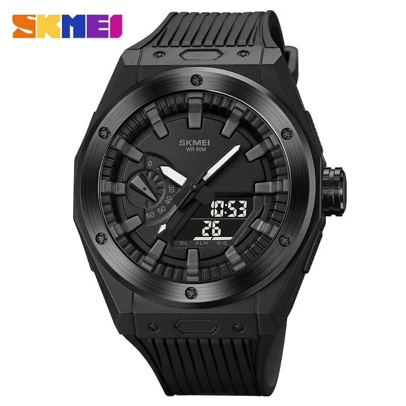 SKMEI 2103 New Sport Watch Men LED Digital Watch 3 Time Chrono Digital Wristwatches 50m Waterproof Alarm Clock relogio masculino