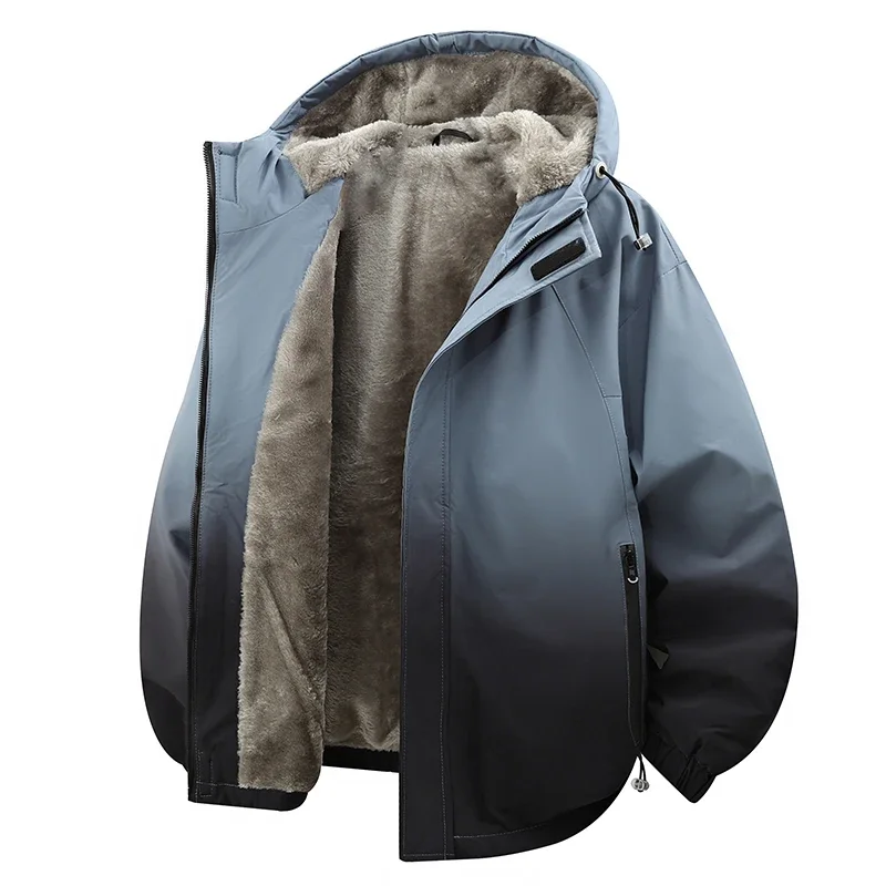 

2025 зимняя мужская универсальная куртка на флисовой подкладке, модная свободная удобная модная толстая куртка с капюшоном в стиле ретро высокого качества для мужчин