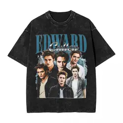 Edward Cullen Retro 90 Homage Twilight Washed T Shirts Streetwear Hip Hop T-Shirts Robert Pattinson Tees for Men Women Cotton