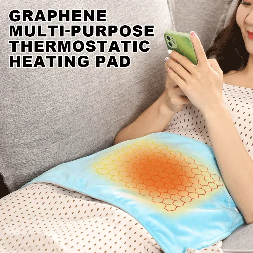 USB Graphene Quick Heating Warming Pad Waterproof Blanket for Cramps and Back Pain Relief Office and Home Warmer Nap 30x60cm