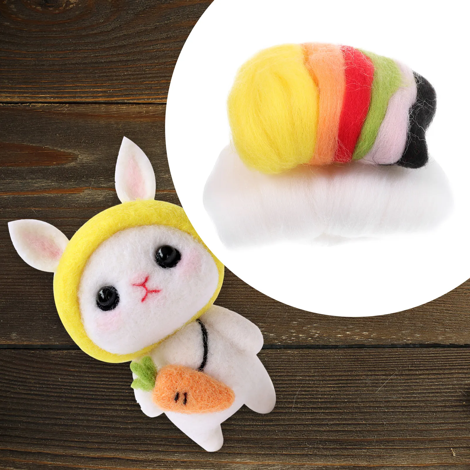 

1Set Rabbit Needle Felting Kit Wool DIY Materials Beginner Craft Kit for Adults Kids Wool Needle Felting Supplies