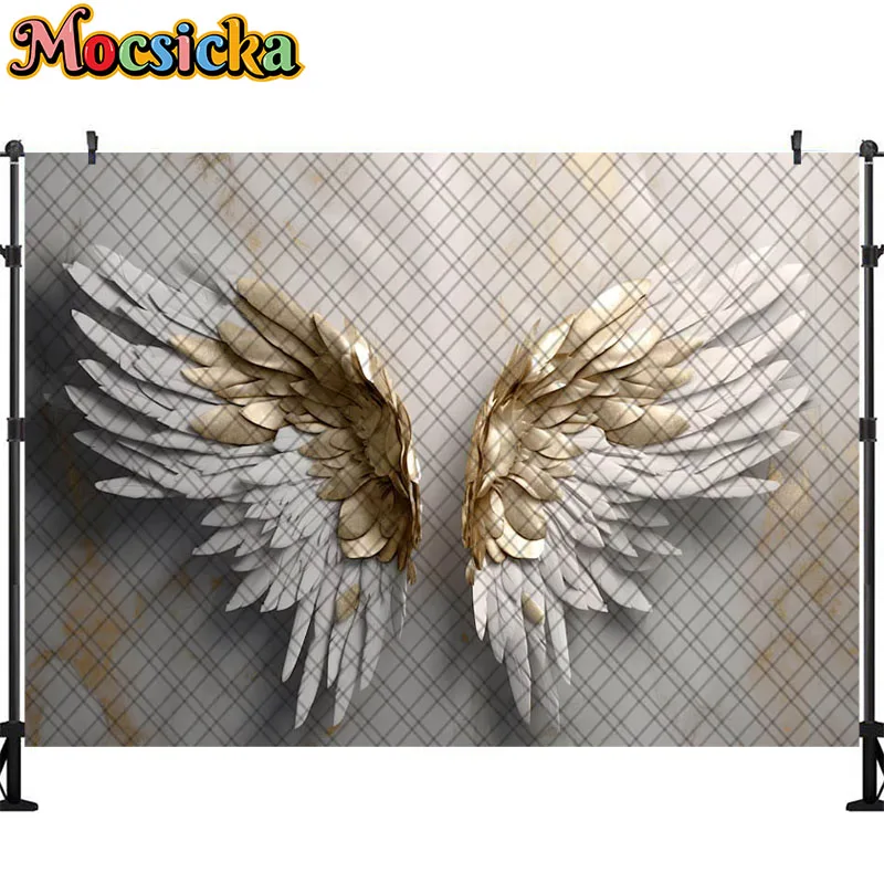 Fondo de fotografía artística con alas de Ángel, decoración de pared de flores rosas, retrato de mujer embarazada, accesorios de estudio fotográfico, Banner