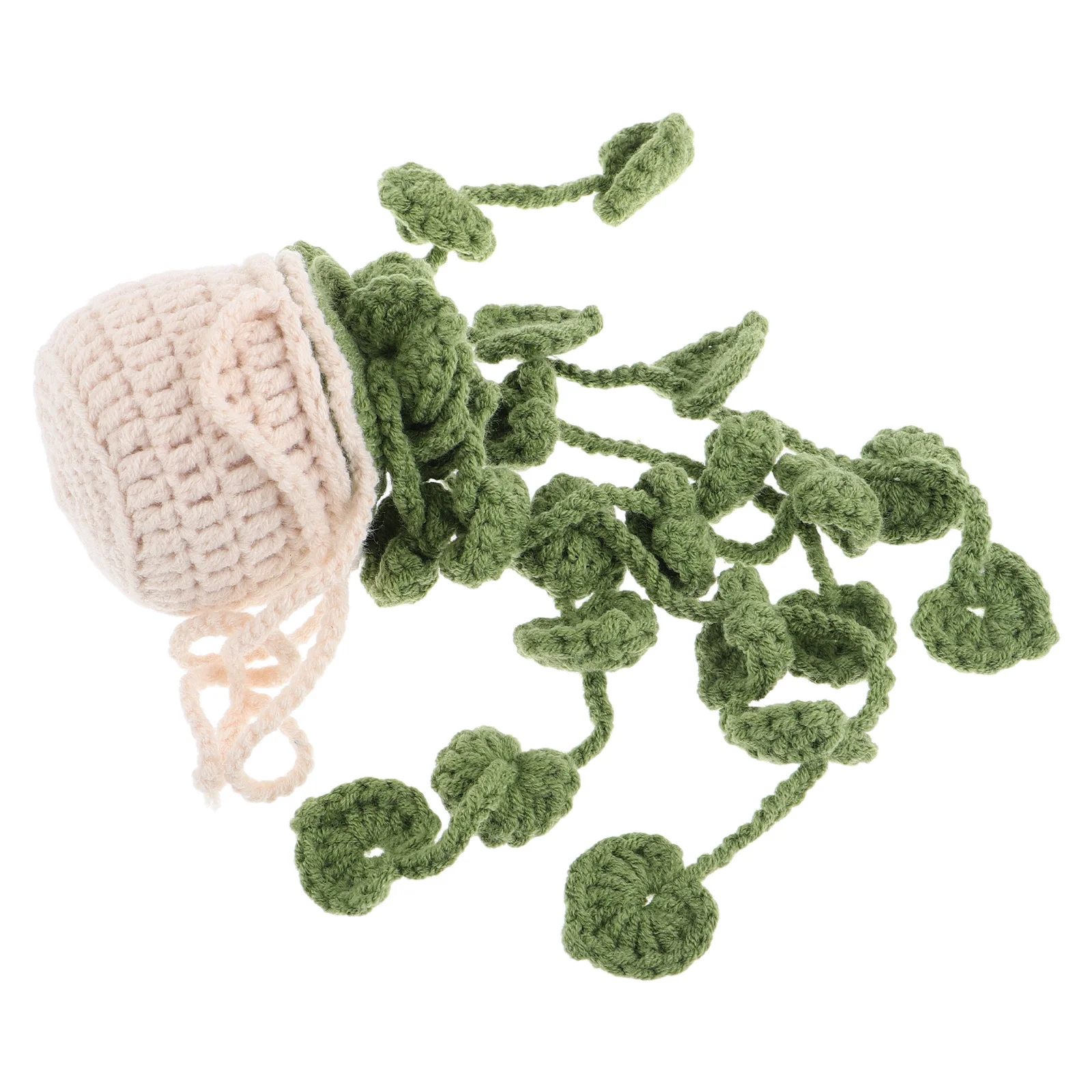 

Charming Crochet Car Basket Hanging Ornament Rearview Mirror Decorative Accessory Aesthetic Interior Car Decoration