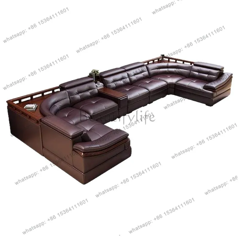 

High-end corner living room sofa combination modern simple large apartment leather sofa