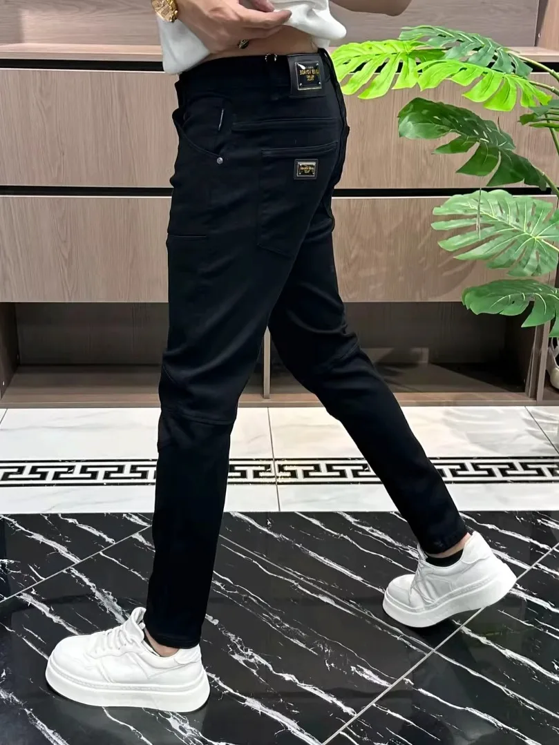 

Faionable Sli Men's Jeans High Quali Versatile Busin Casual Straight Leg Fit Stand Waist mid Wa Winter New Ar...