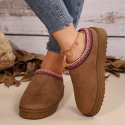 Women's Fur Lined Sandals And Platform Snow Boots - Warm And Durable Shoes For Outdoor Non Slip Comfort, Thickened Flat Soles Wi