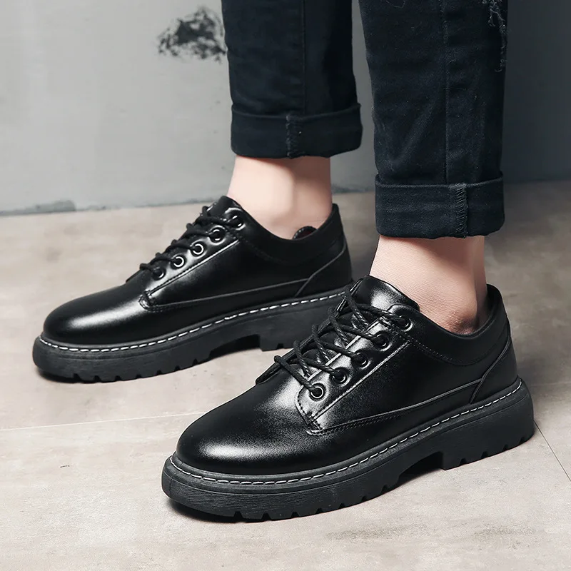 

Leather Thick-soled Oxford Shoes Thick and Anti-slip Lace-up Shoes Casual Business Loafers Comfortable and Breathable Work Shoes