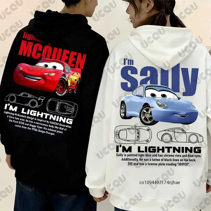 

Толстовки с принтом Lightning Mcqueen & Sally для пар, хлопковые осенне-зимние толстовки с длинными рукавами для женщин и мужчин, повседневные топы