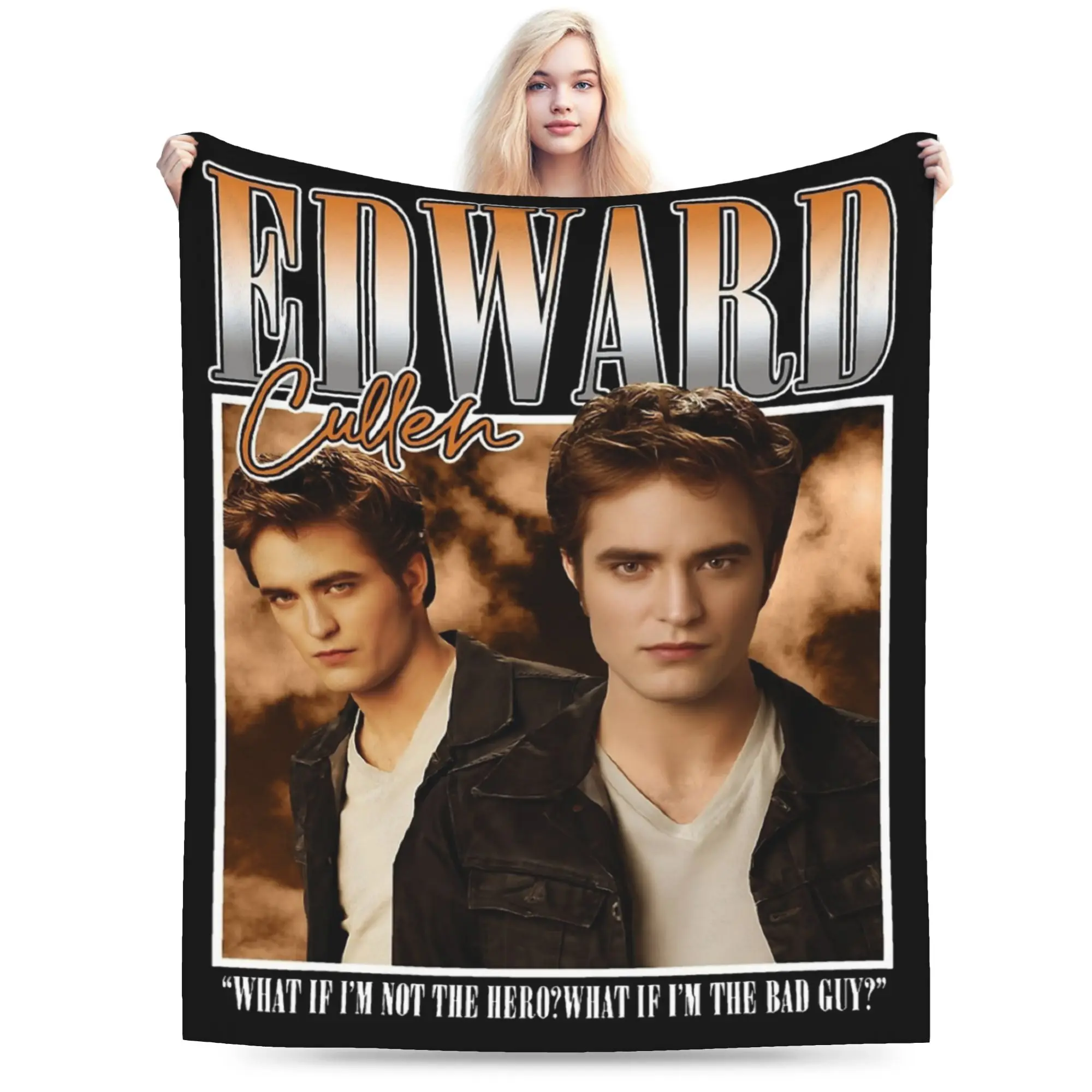 Edward Cullen Twilight Blanket Flannel Decoration Robert Pattinson Portable Thin Throw Blanket for Bed Office Bedspreads