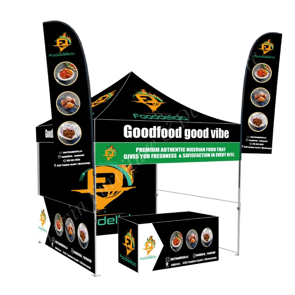 Custom Pop up Tent Waterproof UV-protected and Flame-Resistant Canopy Tent 10x10 Logo Print Food Vendor Tent for Sale