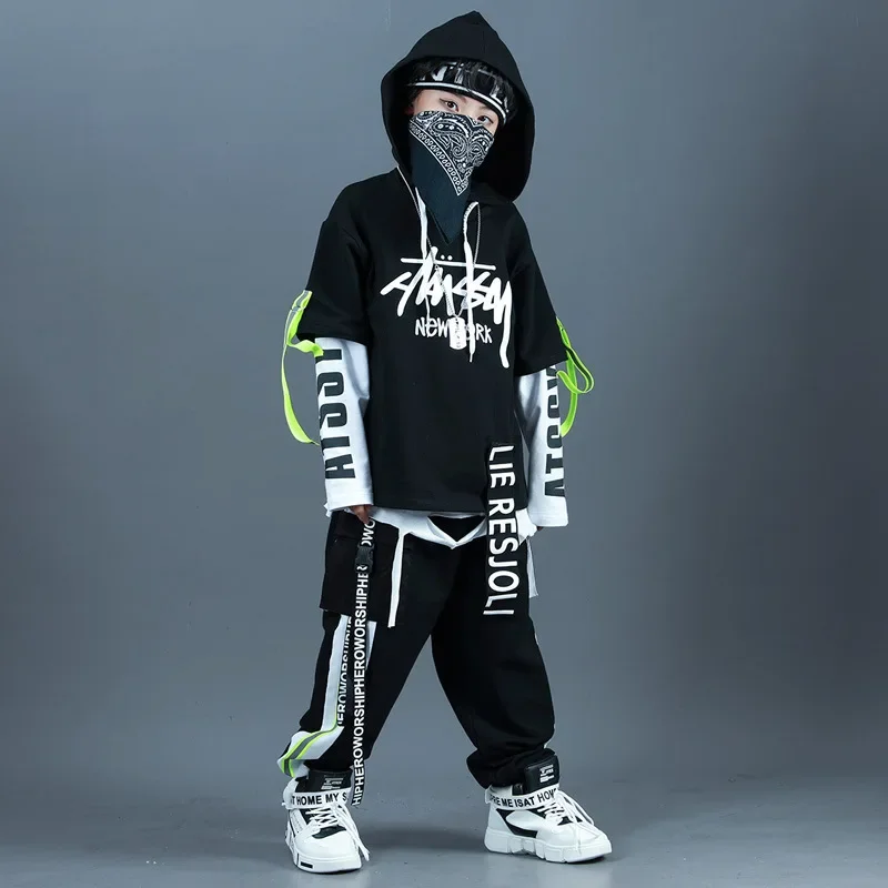 Trajes de dança de jazz infantil, roupa de hip hop, terno para meninos e meninas, hip hop bonito, meninos bonitos, moda infantil