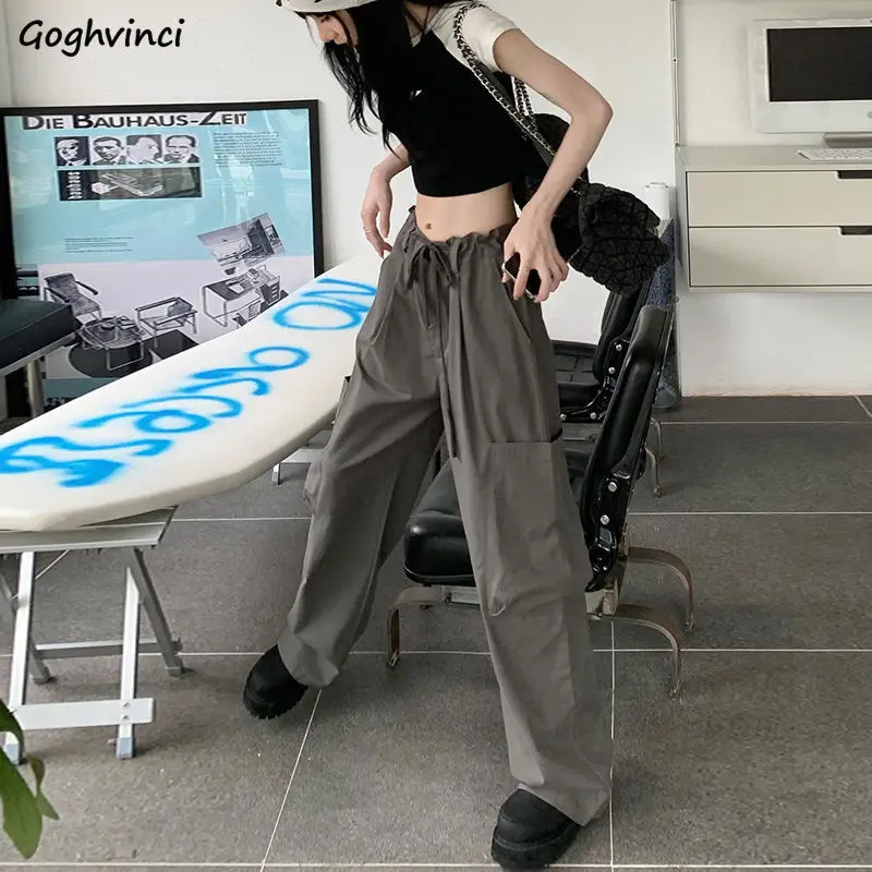 

Cargo Pants Women Loose Pockets Teens Unisex Streetwear Retro Chic Ins Ulzzang Casual Baggy Vintage College Thin Summer Harajuku