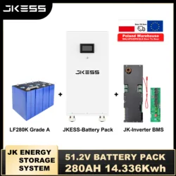 JK BMS ESS 15Kwh 51.2V LifePO4 Battery Pack Battery Kits 48V 280AH LifePO4 Solar System Inverter BMS Active Balance EU Stock